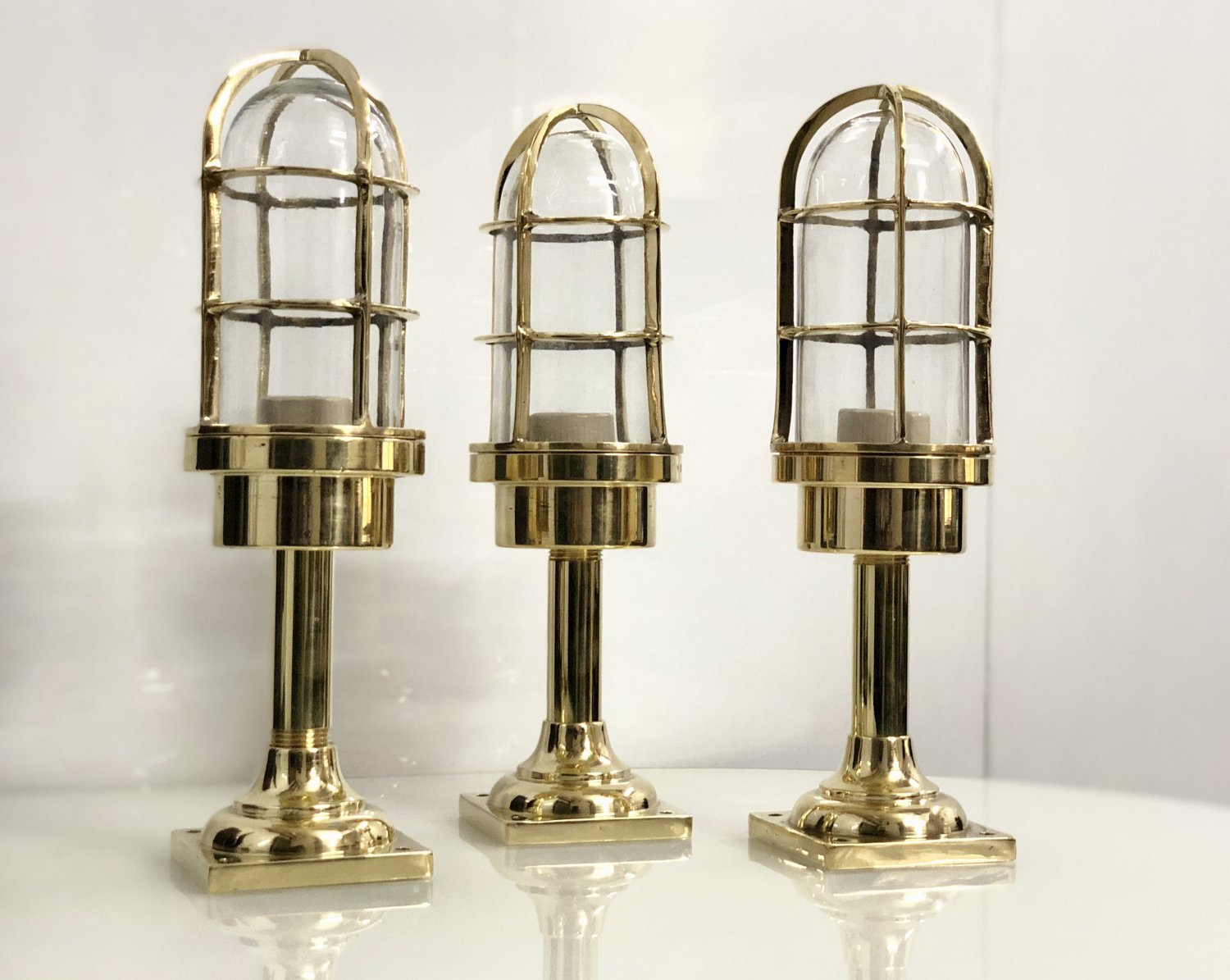 Vintage style New Nautical Marine Mount Brass Bulkhead light & Shade 3 Pieces