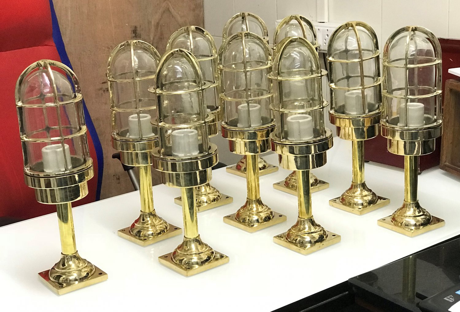Vintage Style New Nautical Marine Mount Brass Bulkhead Light 9 Pieces