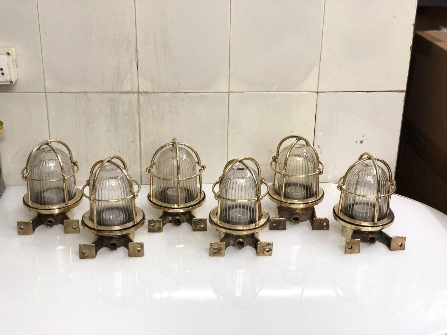 New Antique Nautical Marine Swan Neck Solid Brass Wall Art Deco Outdoor Light 6 Pieces
