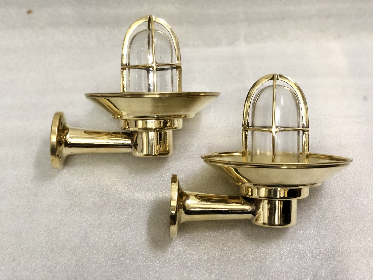 Nautical Bulkhead New Small Brass Passageway Ship Bulkhead Light & Brass Shade 2 Pcs