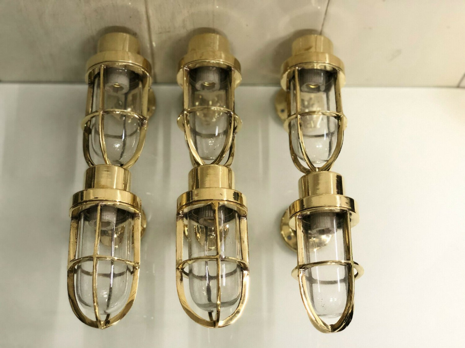 Antique Nautical Ship Marine New Solid Brass Wall Swan Passageway Bulkhead Light 6 Pieces