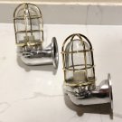 New Japanese Naval Patt Aluminum Swan Neck Wall Light – Brass Cage 2 Pieces