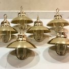 Nautical Marine Solid Brass Passageway Bulkhead Pendant Ship Light with Shade 6 Pieces