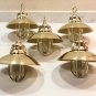 Nautical Marine Solid Brass Passageway Bulkhead Pendant Ship Light with Shade 5 Pieces