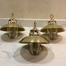 Nautical Marine Solid Brass Passageway Bulkhead Pendant Ship Light with Shade 3 Pieces