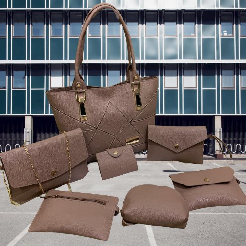 7 pcs Beige Ladies Designer Handbags combo4 for women, ladies & girls