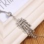 Long Dangle Tassel Crystals Navel Ring Silver