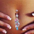 Multi Color Crystals Navel Belly Button Ring