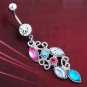 Multi Color Crystals Navel Belly Button Ring