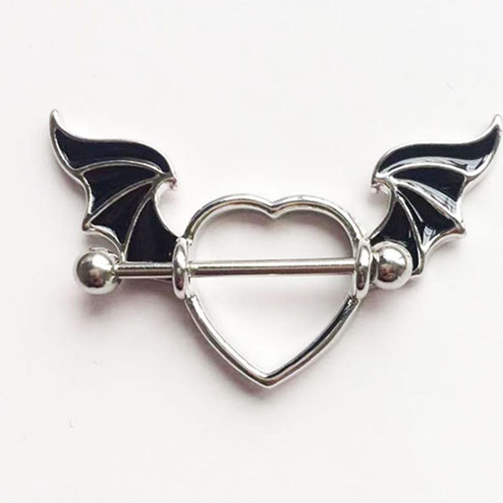 Pair Silver Spread Wings Nipple Bar