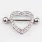 Pair ~ Crystal Hearts Silver Nipple Bars