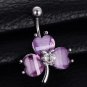 Beautiful Clover Purple Crystal Navel Ring