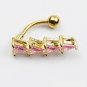 4-Crystal Triangles Navel Bar Barbell Bright Colors