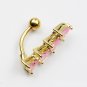 4-Crystal Triangles Navel Bar Barbell Bright Colors