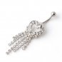 Dangling Heart Crystals Navel Belly Button Ring ~ 5 Colors Available