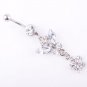 Butterfly & Flower Crystal Navel Belly Button Ring 4 Colors Available