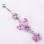 Butterfly & Flower Crystal Navel Belly Button Ring 4 Colors Available