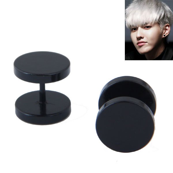 Pair ~ Black Circle Ear Stud Earrings
