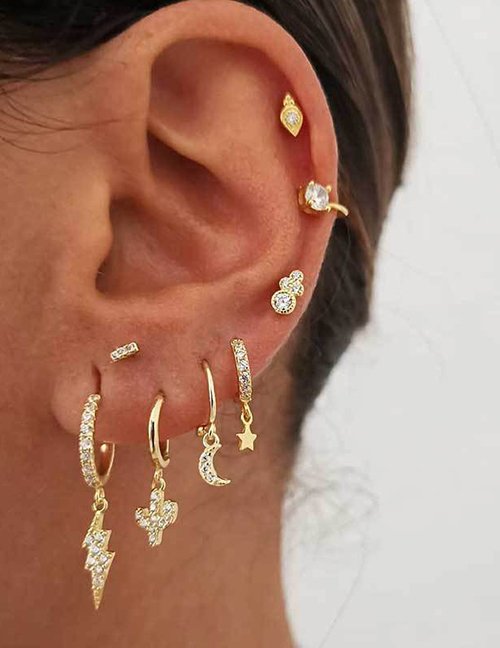 8- Gold Post & Hoop Loop Earrings
