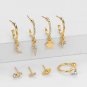 8- Gold Post & Hoop Loop Earrings