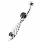 Silver Crystal Leaf Navel Ring ~ 5 Colors Available
