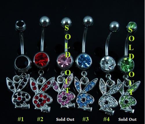 Playboy Bunny Navel Ring ~ 4 Colors Available