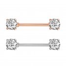 Pair ~ Crystal Round Nipple Bars 3 Tones Available