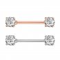 Pair ~ Crystal Round Nipple Bars 3 Tones Available