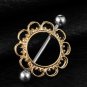 Pair ~ Gold Circle Flower Nipple Bars