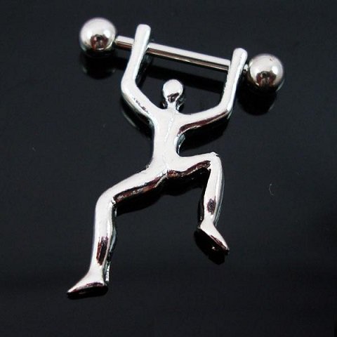 Pair ~ Silver Hanging Human Nipple Bar