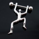 Pair ~ Silver Hanging Human Nipple Bar