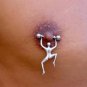 Pair ~ Silver Hanging Human Nipple Bar