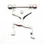 Pair ~ Silver Hanging Human Nipple Bar