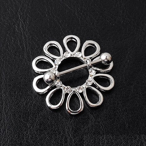 Pair ~ Silver Flower Nipple Bars