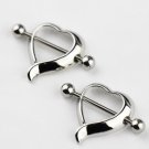 Pair ~ Hearts Nipple Bars Piercing