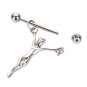 Pair ~ Silver Human Crucifixion Nipple Bars