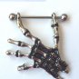 Pair ~ Skeleton Bone Hands Nipple Bars