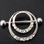 Pair ~ Double Crystal Ring Nipple Bars