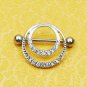 Pair ~ Double Crystal Ring Nipple Bars