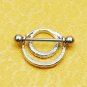 Pair ~ Double Crystal Ring Nipple Bars