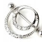 Pair ~ Double Crystal Ring Nipple Bars