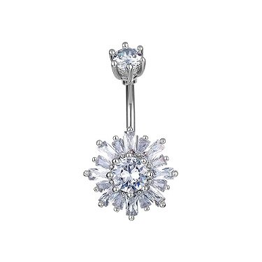 Zircon Cz's Star Burst Belly Button Ring