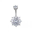 Zircon Cz's Star Burst Belly Button Ring