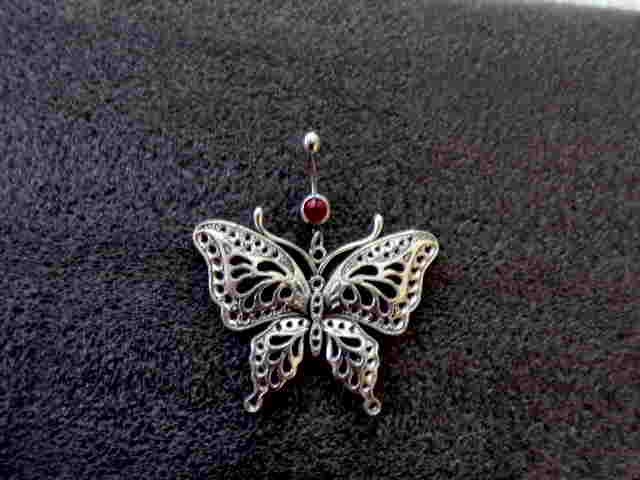 Men Silver Beautiful Butterfly Navel Ring