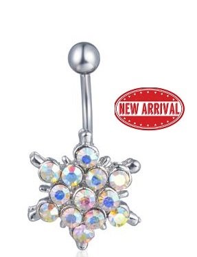 Silver AB Iridescent Star Navel Ring