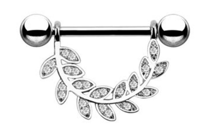 Pair ~ Crystal Love Branch Nipple Bar