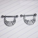 Pair ~ Crystal 3 -Tier 1/2 Moons Nipple Bars