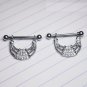Pair ~ Crystal 3 -Tier 1/2 Moons Nipple Bars