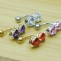Double Hearts Navel Belly Button Ring - 3 Colors  Available