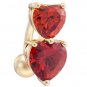 Double Hearts Navel Belly Button Ring - 3 Colors  Available